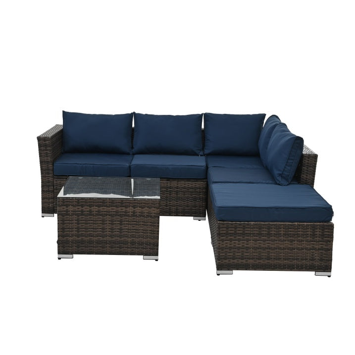 4 Set Wicker Furniture With Tempered Glass Coffee Table Home Fusion