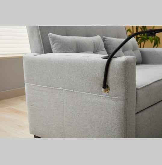 Futon Chair Bed Convertible Chair 3 In 1 Pull Out Sleeper Chair Beds With USB Ports,Wear Resistant And Anti Scratch, Armchair Bed Sleeper For Living Room White