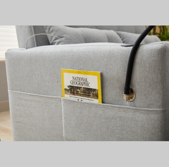 Futon Chair Bed Convertible Chair 3 In 1 Pull Out Sleeper Chair Beds With USB Ports,Wear Resistant And Anti Scratch, Armchair Bed Sleeper For Living Room White Home Fusion