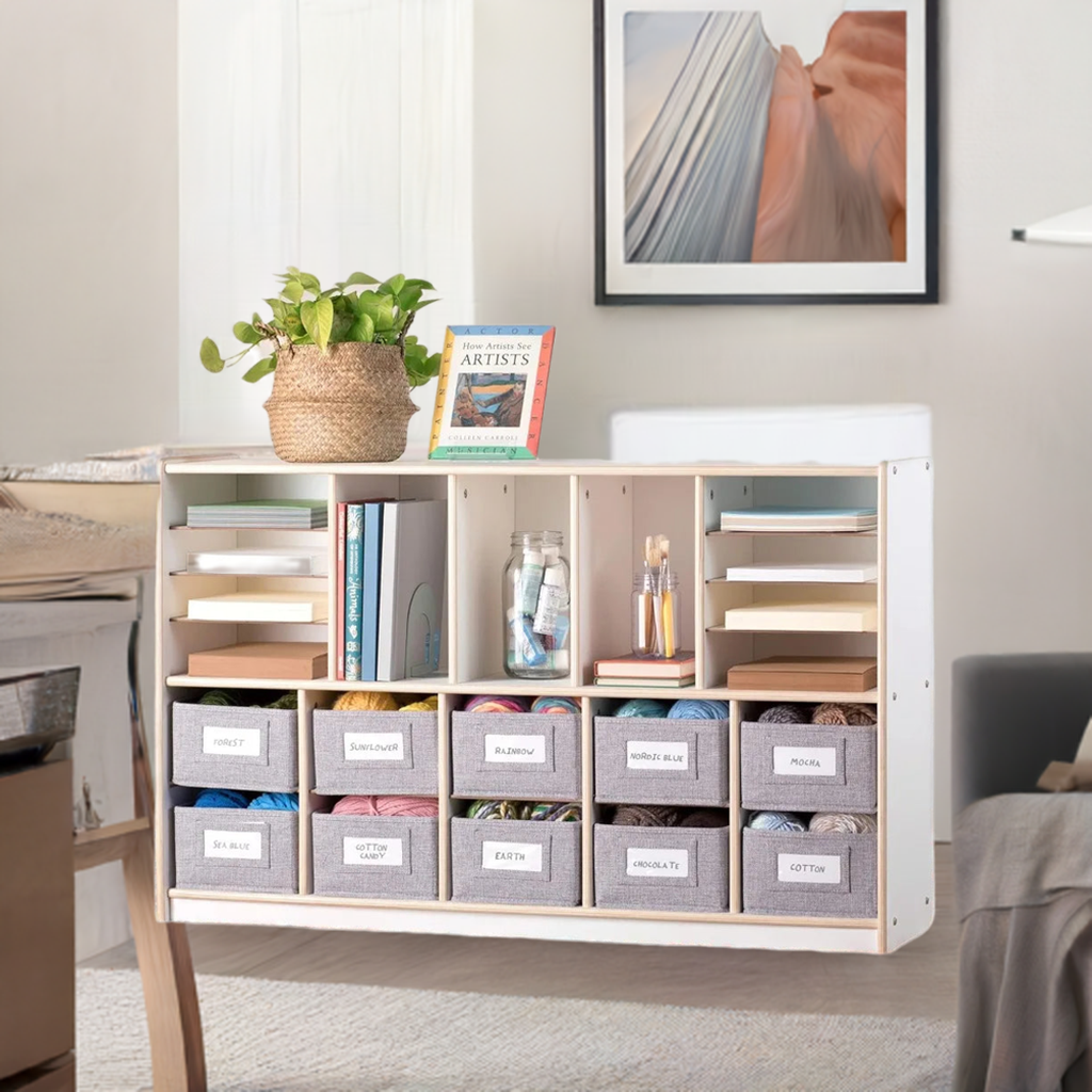 School and Office; Wooden Book Cubby and Toy Shelf Organizer Bookcase Bookcases & Cd Racks Storage Living Room Furniture Home Home Fusion