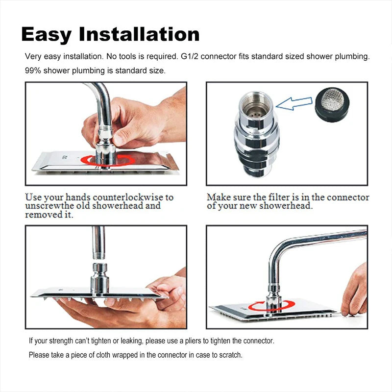 Chrome LED Light Bathroom Shower Head 16 inch Big Rainfall Shower Faucets Accessory Top Square Brass Ultra-thin Shower Head Home Fusion