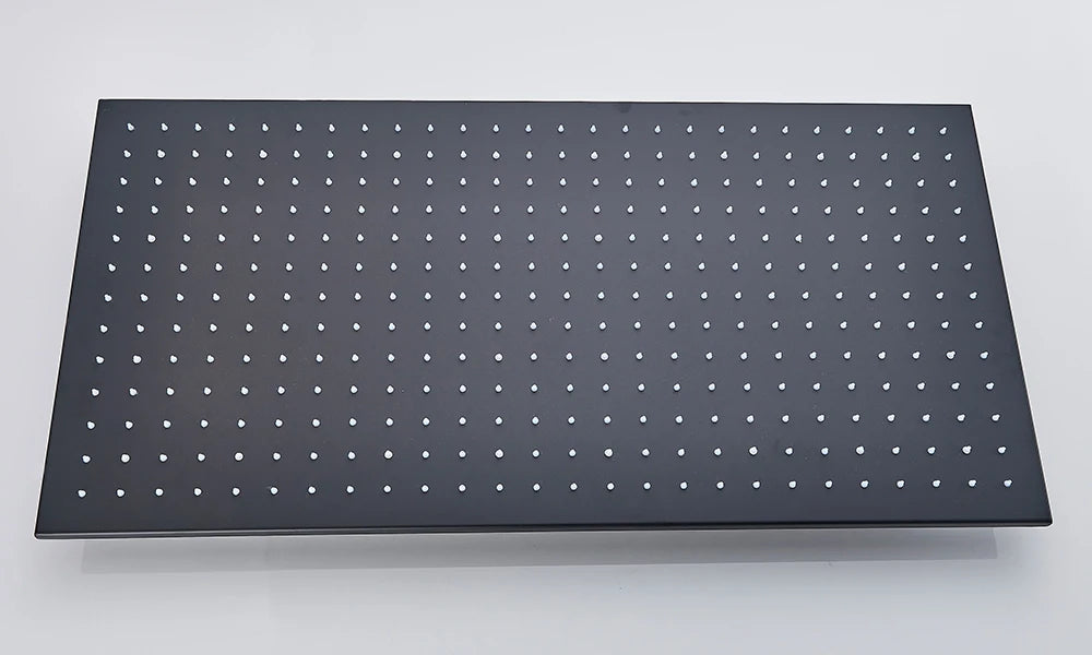 Rozin LED Matte Black Shower Head 40*80cm Large Size Rainfall Shower Heads Ceiling Mounted with Installation Arm for Bathroom Home Fusion