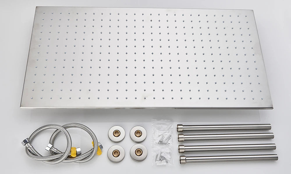 Rozin LED Matte Black Shower Head 40*80cm Large Size Rainfall Shower Heads Ceiling Mounted with Installation Arm for Bathroom Home Fusion