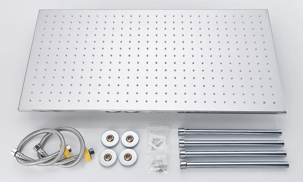 Rozin LED Matte Black Shower Head 40*80cm Large Size Rainfall Shower Heads Ceiling Mounted with Installation Arm for Bathroom Home Fusion