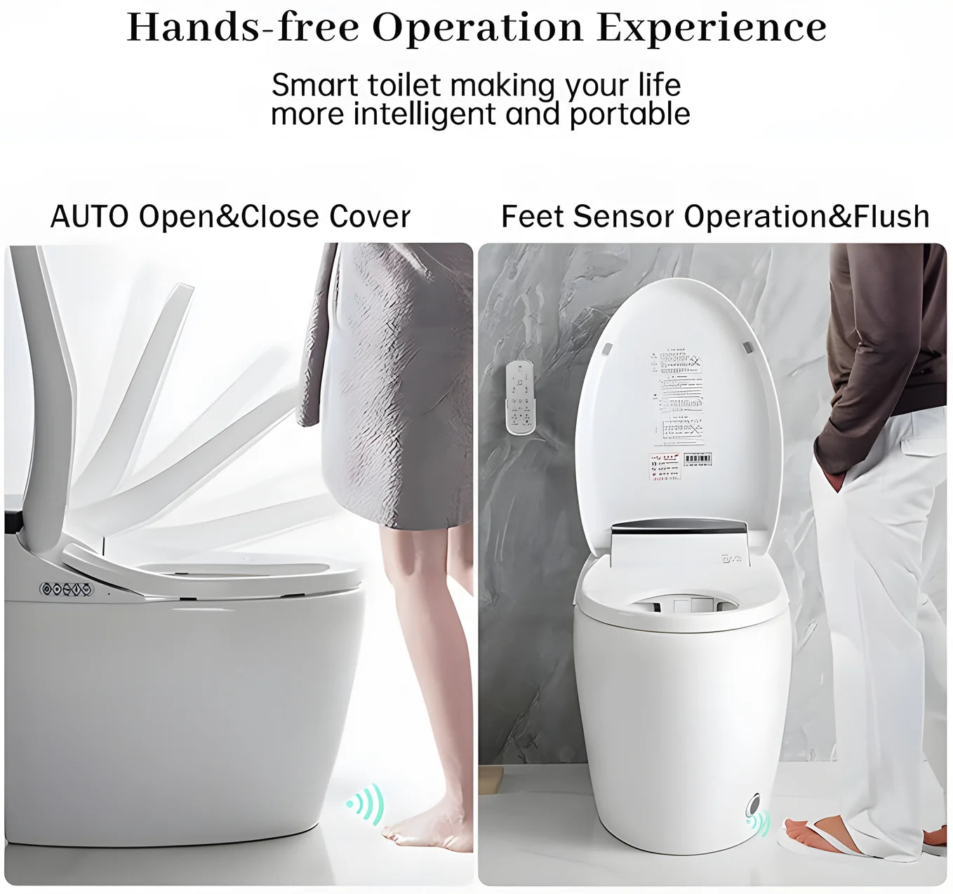 Smart Toilet with AUTO Open/Close Lid,with Built In Bidet, One Piece Heated Bidet Toilet Seat with AUTO Flush, Tankless Toilet Home Fusion