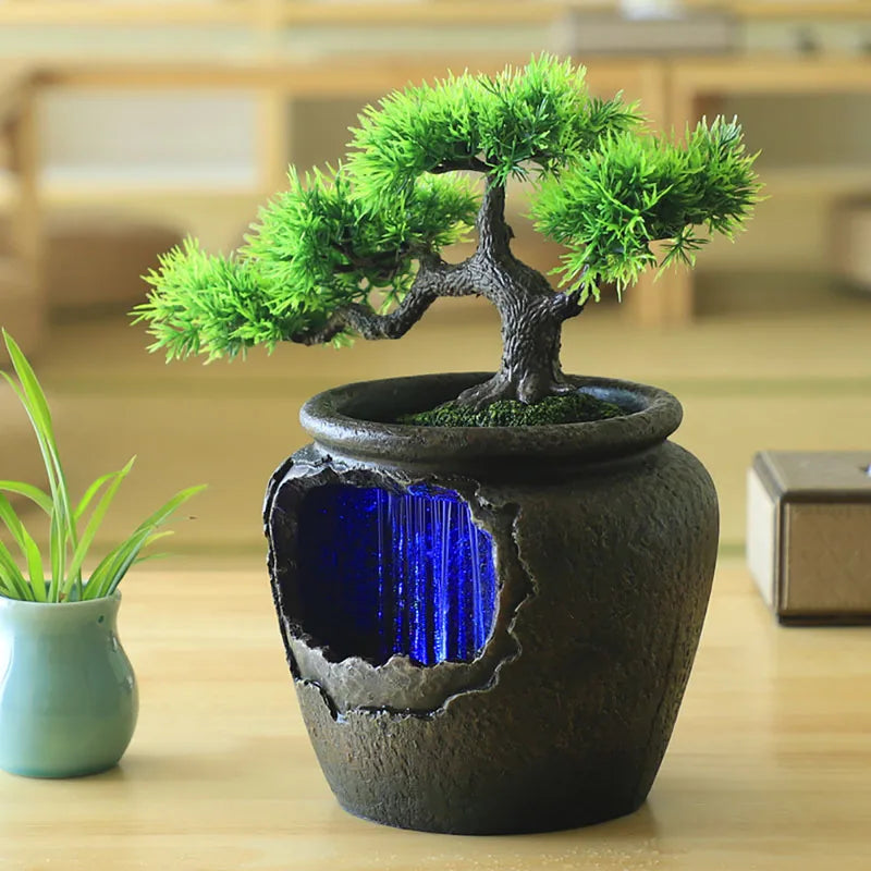 Indoor Water Waterfall Fountain Rock Feng Shui Decoration.