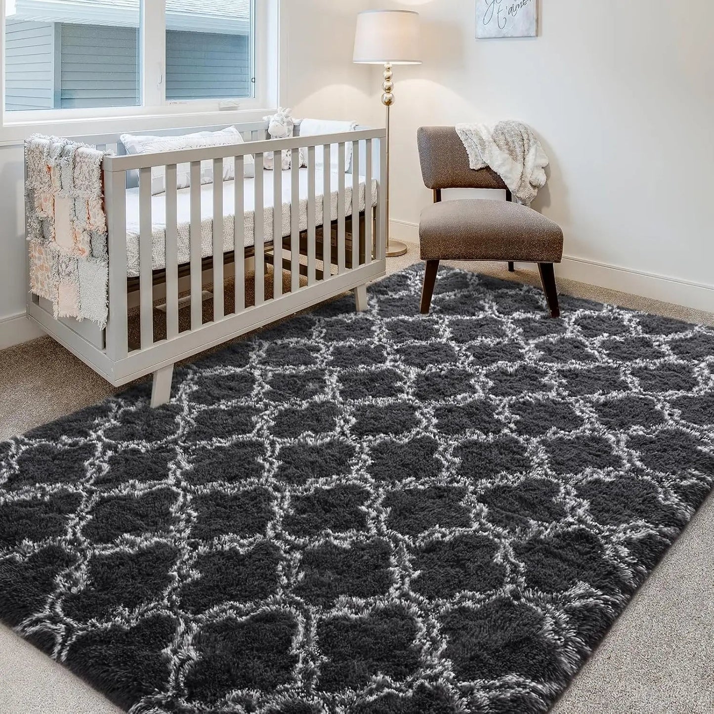 Large Shag Area Rugs for Bedroom Super Soft Plush Fluffy Carpets Living Room Rug Non-Slip Indoor Floor Rug for Kids Nursery Girl Home Fusion