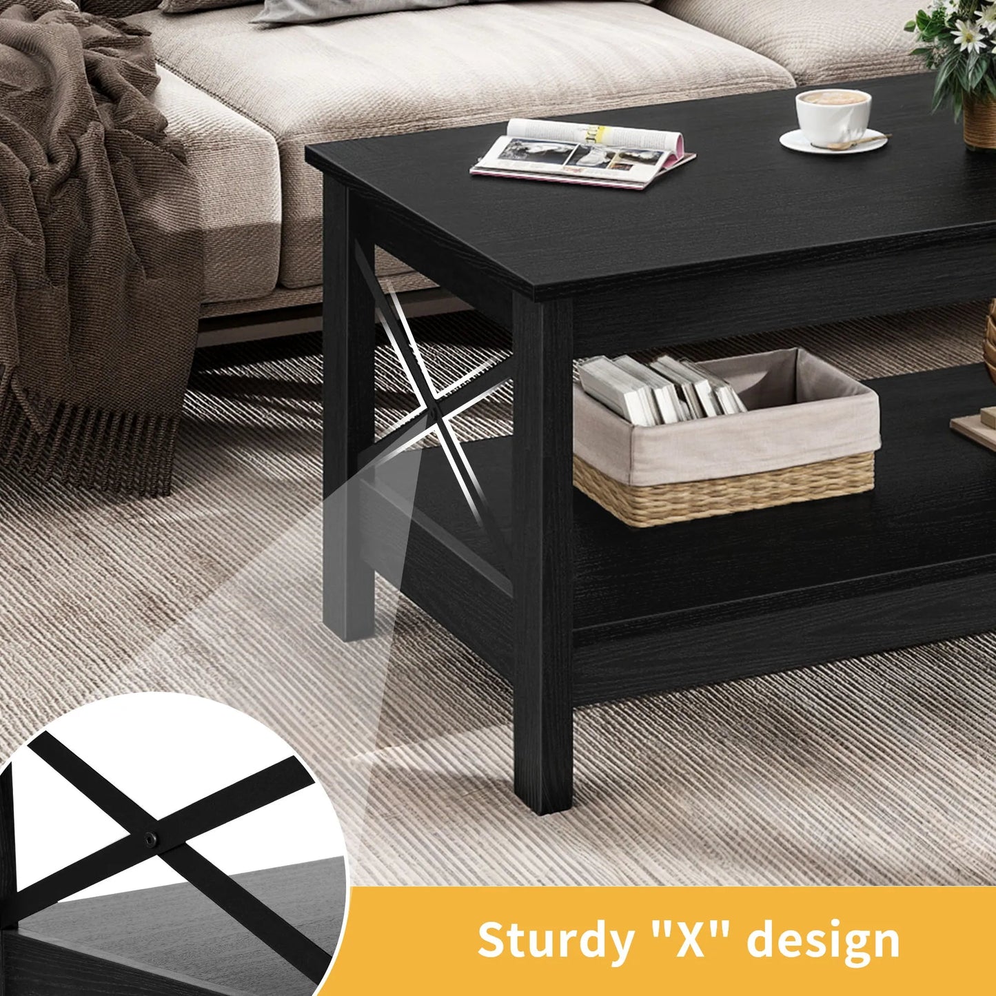 2 Drawer Square Center Table Coffee Table. Home Fusion