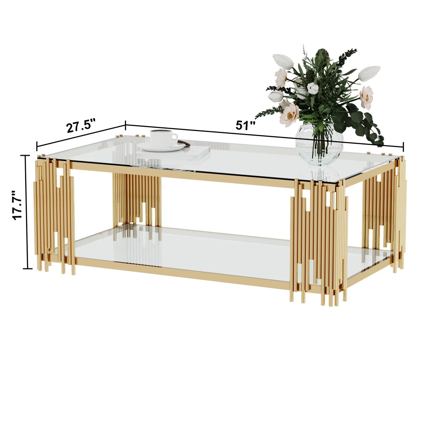 Rectangle Glass Coffee Table for Living Room.