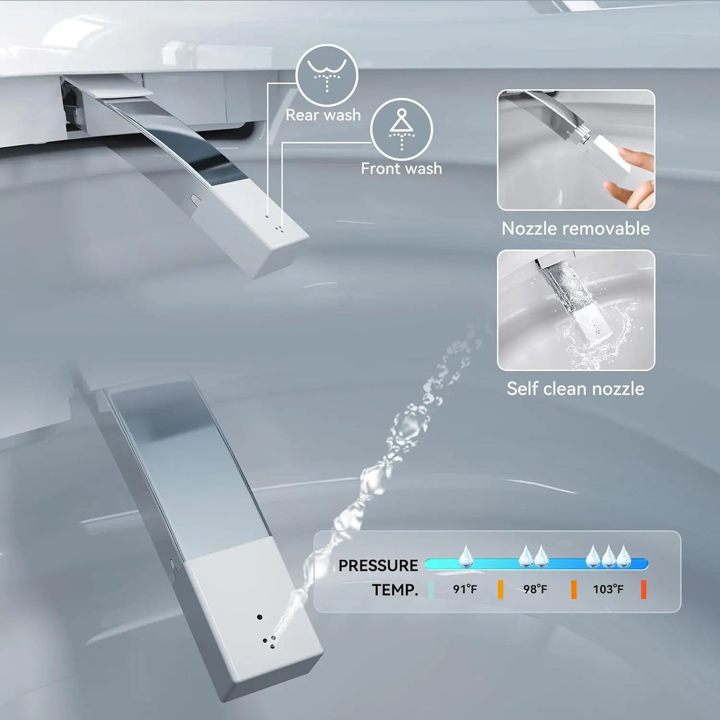 Smart Toilet with Bidet Built In Bidet Toilet with Heated Seat Elongated Japanese Toilet with Automatic Flush Dryer Night Light Home Fusion