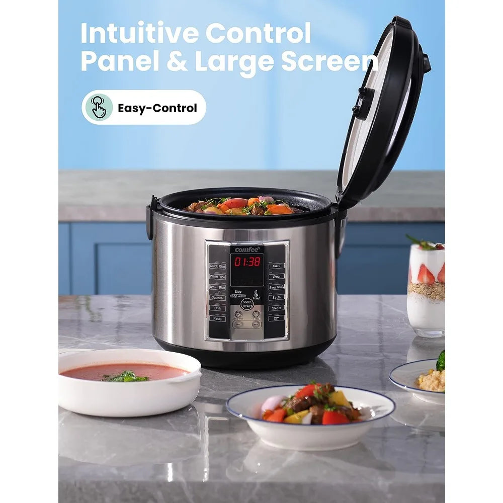 Rice Cooker 10 cup uncooked, Food Steamer, Stewpot, 12 Cooking Programs, Multi Cooker Large Capacity 5.2Qt, 24 Hours Preset Home Fusion