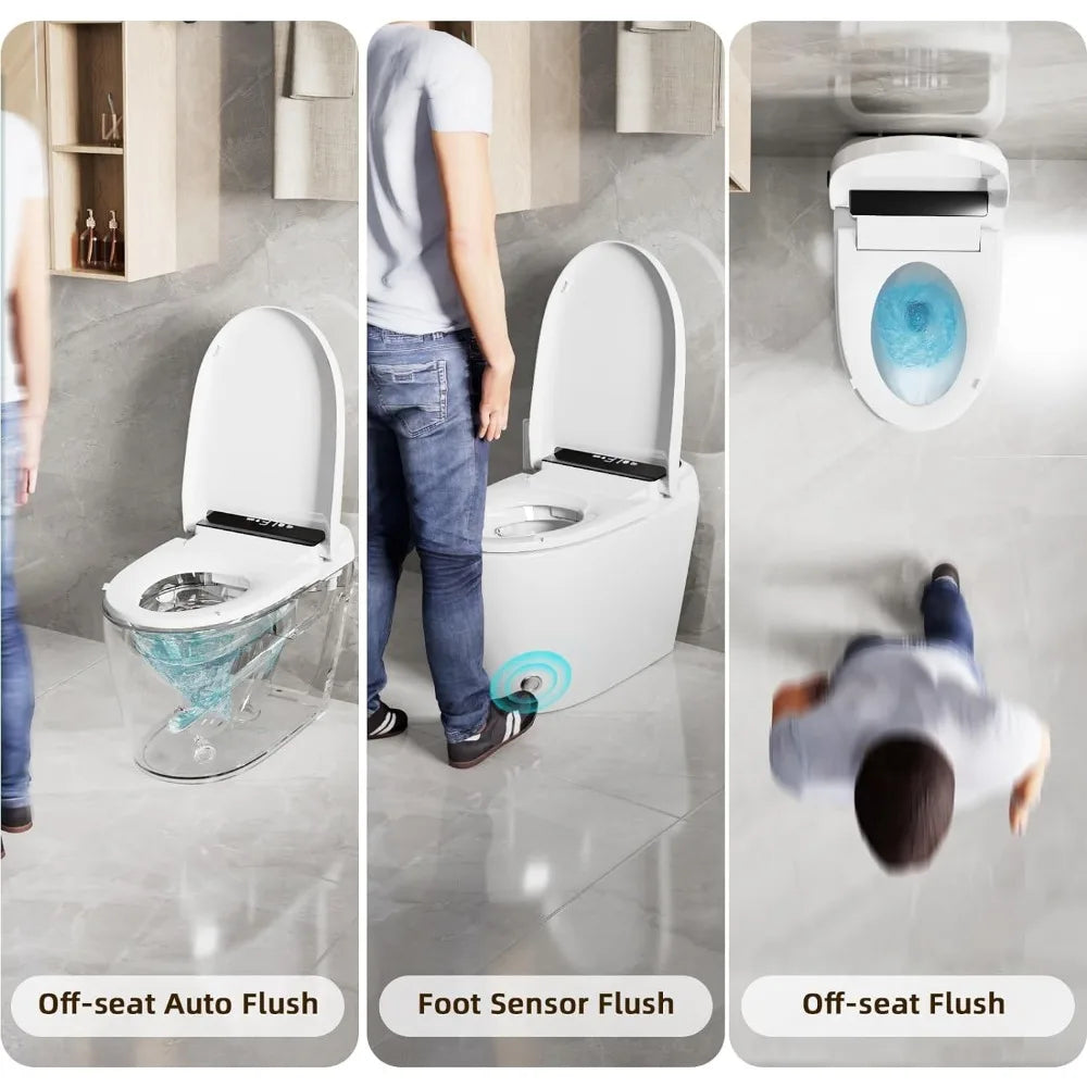 Smart Toilet, Tankless Toilet with Extended Seat, Heated Seat, Warm Water Toilet, Auto Flush, One Piece Toilets for Bathroom Home Fusion