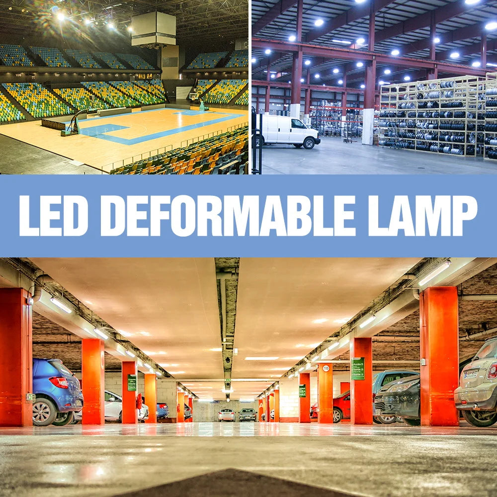 LED Garage Lamp E27 Spotlight Deformable Ceiling Lights 220V LED Chandeliers For Industrial Warehouse Lighting High Bay Lamps Home Fusion