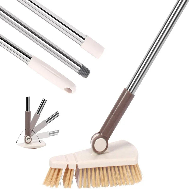 Floor Scrub Brush Cleaning Long Handle Kitchen Bathroom Gap Tools Removable Toilet Rotating Mop Bristles for Tile Ceramic Brush Home Fusion