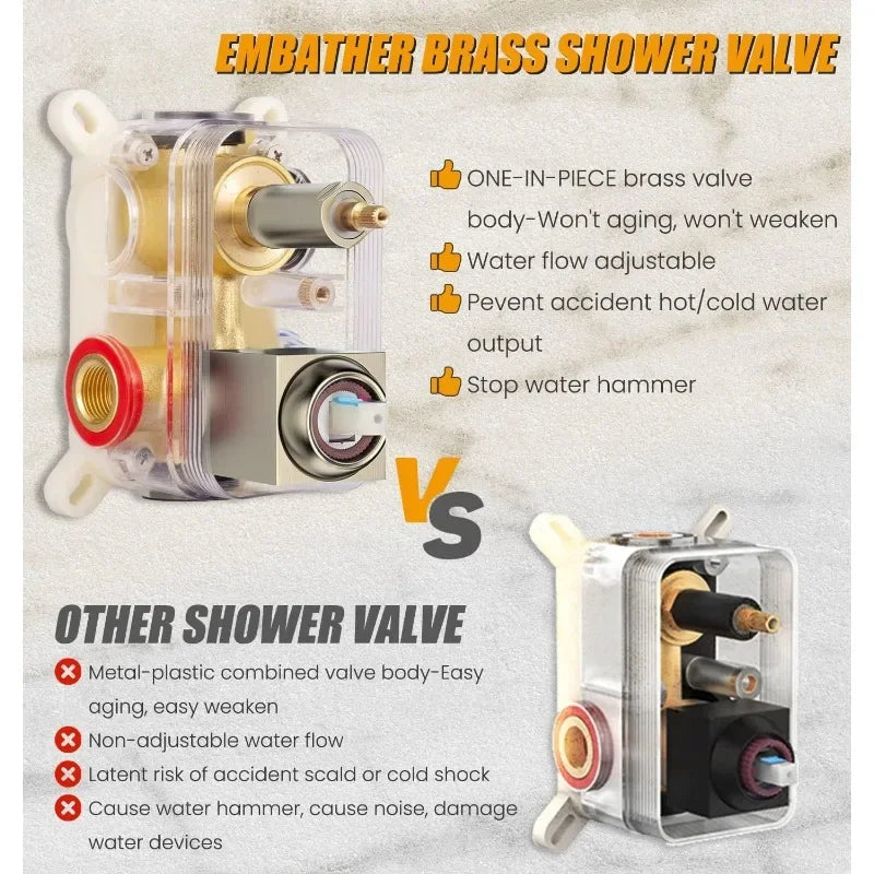 EMBATHER Shower System with Tub Spout,10 Inches Tub Shower Faucet Set For Bathroom,High Pressure Rain Shower with Handheld Spray Home Fusion