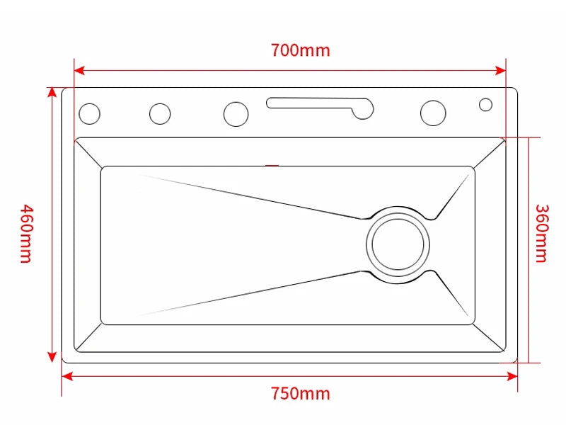 Stainless Steel Kitchen Sink with Faucet Digital Display Large Single Bowl Waterfall Rain 5 Functions System Dish Basin Sink Home Fusion