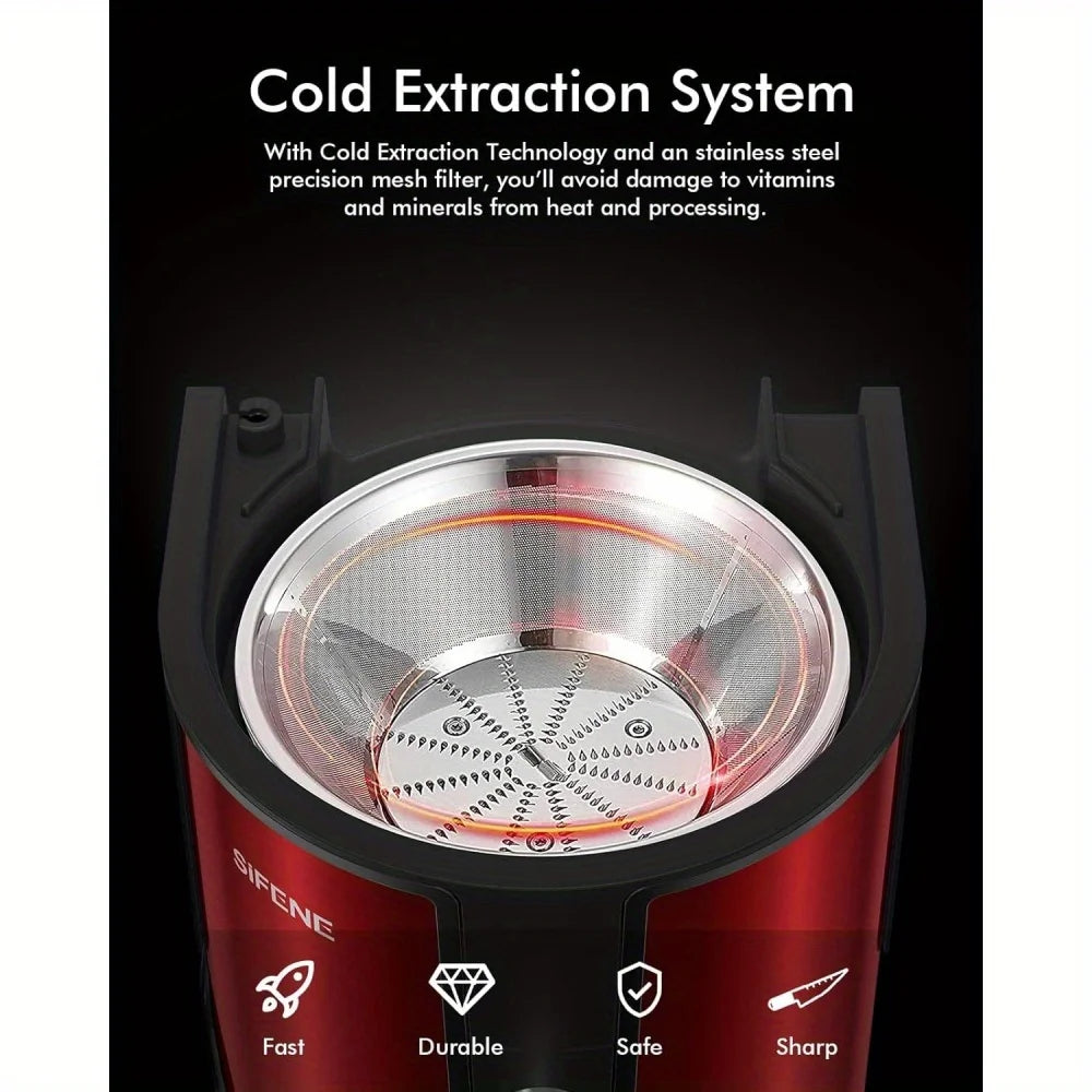 High-Power Hervigour Juicer Machine, Large 3.2" Feed Chute, Quick Juice Extractor for Whole Fruits & Veggies, 3-Speed Settings, Home Fusion