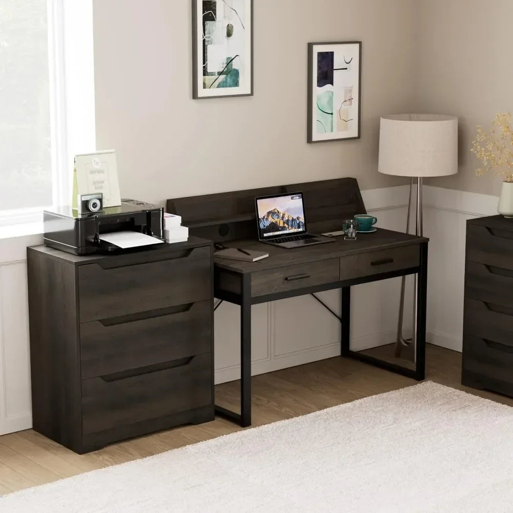 Modern 3 Drawer Dresser, Wood Chest of Drawers with Storage,Tall Nightstand with Cut-Out Handles, Side End Table, Accent Storage Home Fusion