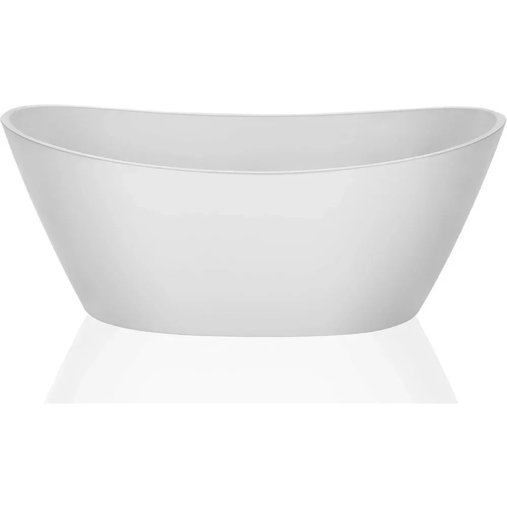 Bathtub, 59-inch, Acrylic Freestanding, Deep Soaking Tub with Overflow and Drain, Spa Tubs, Freestanding Tub Home Fusion