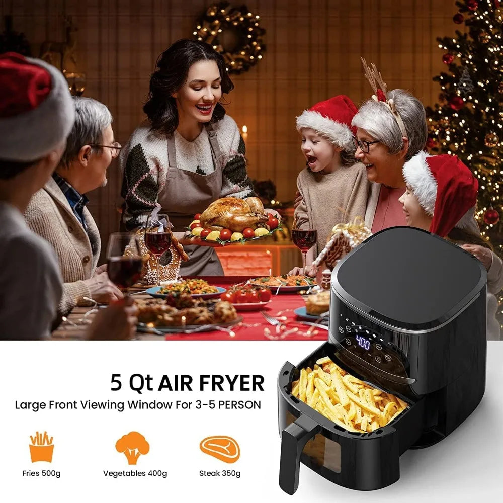 Air Fryer Oven 5 Qt Large Oil Free Touch Screen 1500W Mini  Combo with 7 Accessories, One-Touch Digital Controls Home Fusion