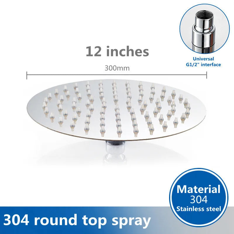 DOODII Removable Shower Heads Stainless Steel Square Round Rainfall Shower Head High Pressure Handheld Bathroom Accessories - Home Fusion
