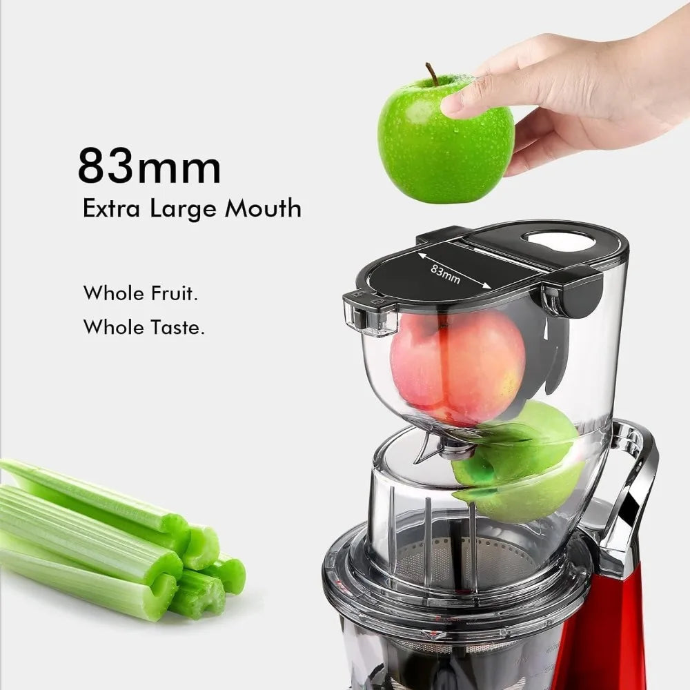 Cold Press Juicer Machines with 83mm Big Mouth, Whole Slow Masticating Juicer, Juice Extractor Maker Squeezer for Fruits Home Fusion