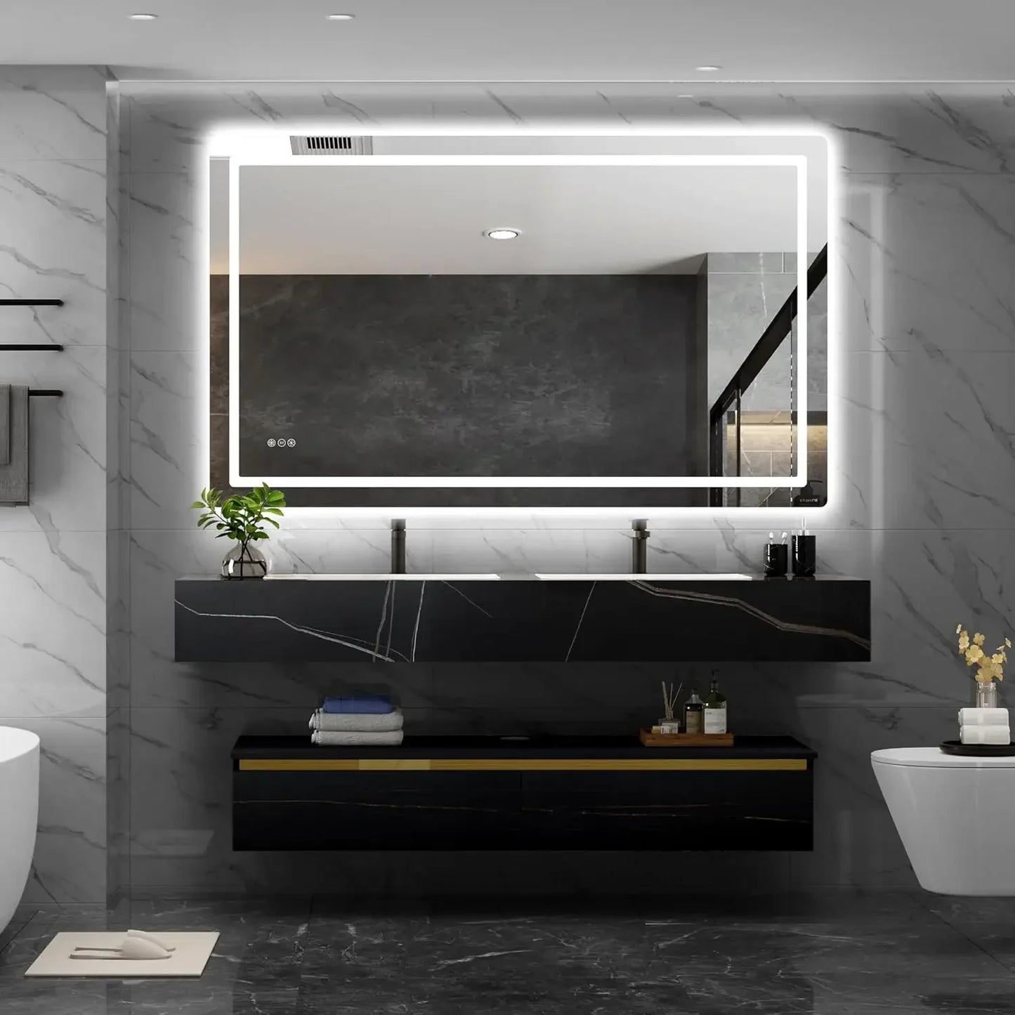 44398125678763 Mirror cabinet, bathroom vanity mirror, wall mirror with light, dimmable front and rear mirrors, double LED lights anti-fog 076823-f9.myshopify.com