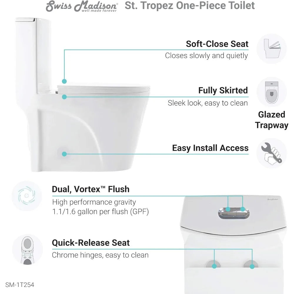 Toilets Glossy White Bathroom Items One Piece Toilet Folding Cleaning Parts Fixture Home Improvement