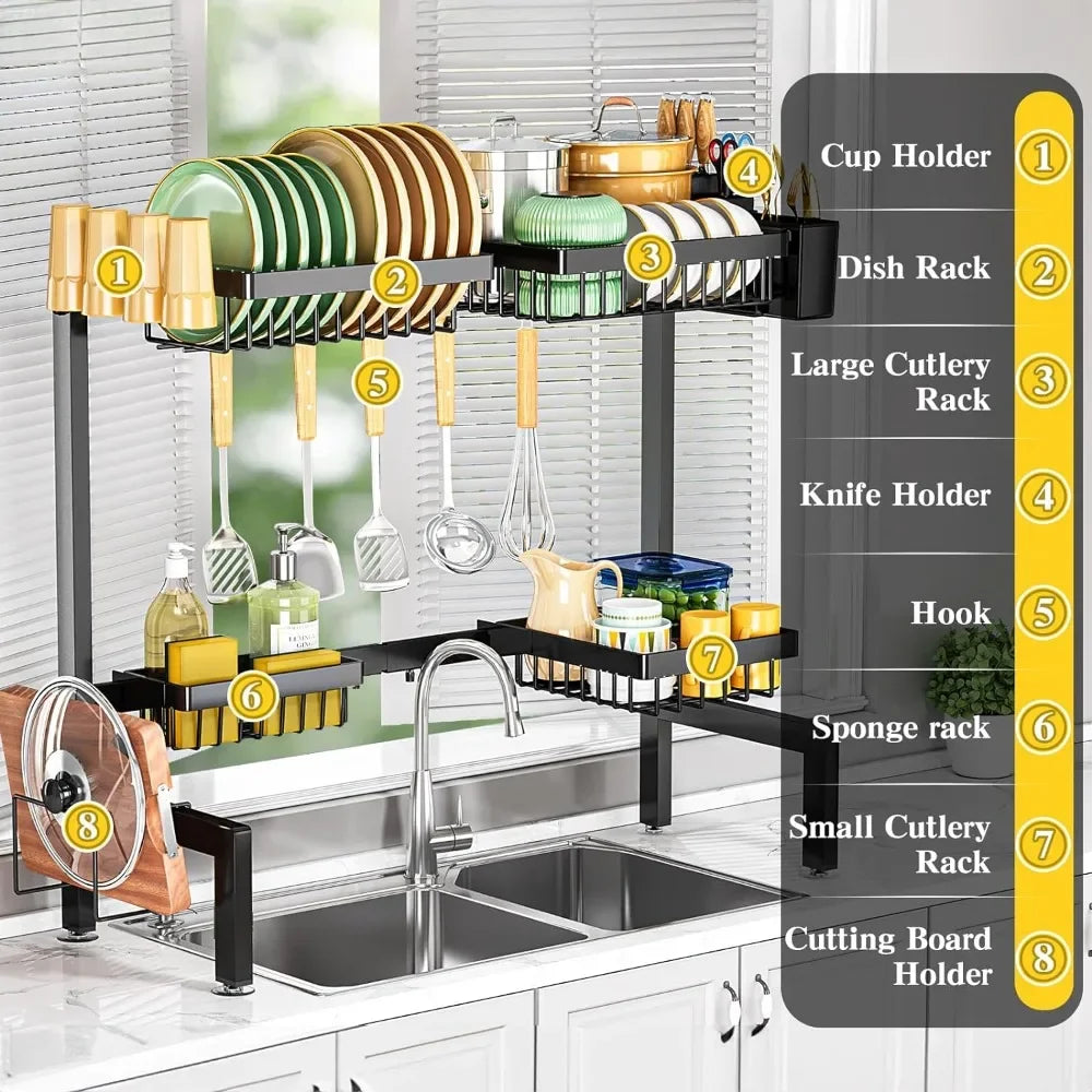 Adjustable Dish Drying Rack Above Kitchen Sink. Home Fusion