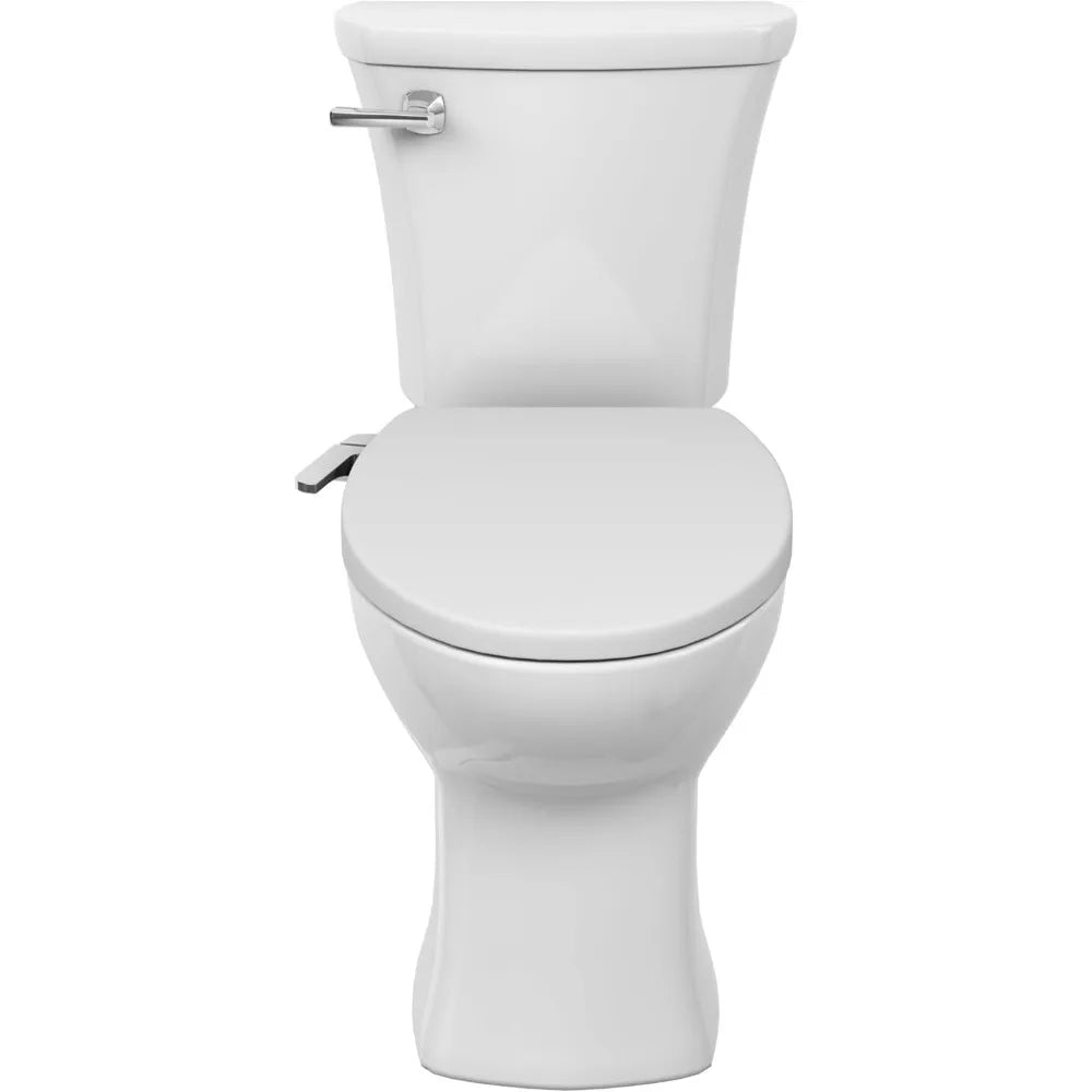 Edgemere Two-Piece Toilet with AquaWash Slim Spalet Seat and Wax Ring, Elongated Front, Left Hand Flush, White, 1.28 gpf Home Fusion