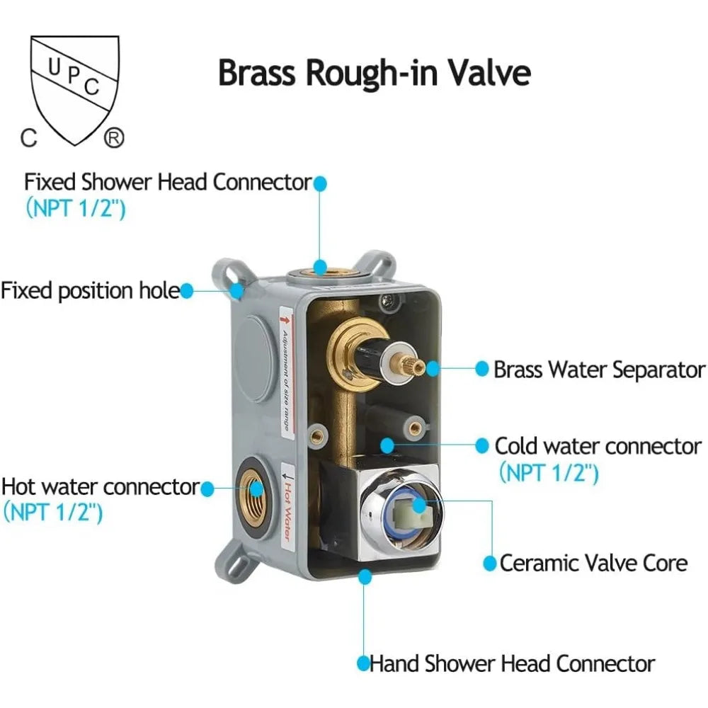 JingGang Polished Chrome Shower System 10 Inch Bathroom Luxury Rain Mixer Shower Combo Set Wall Mounted Rainfall Shower Home Fusion