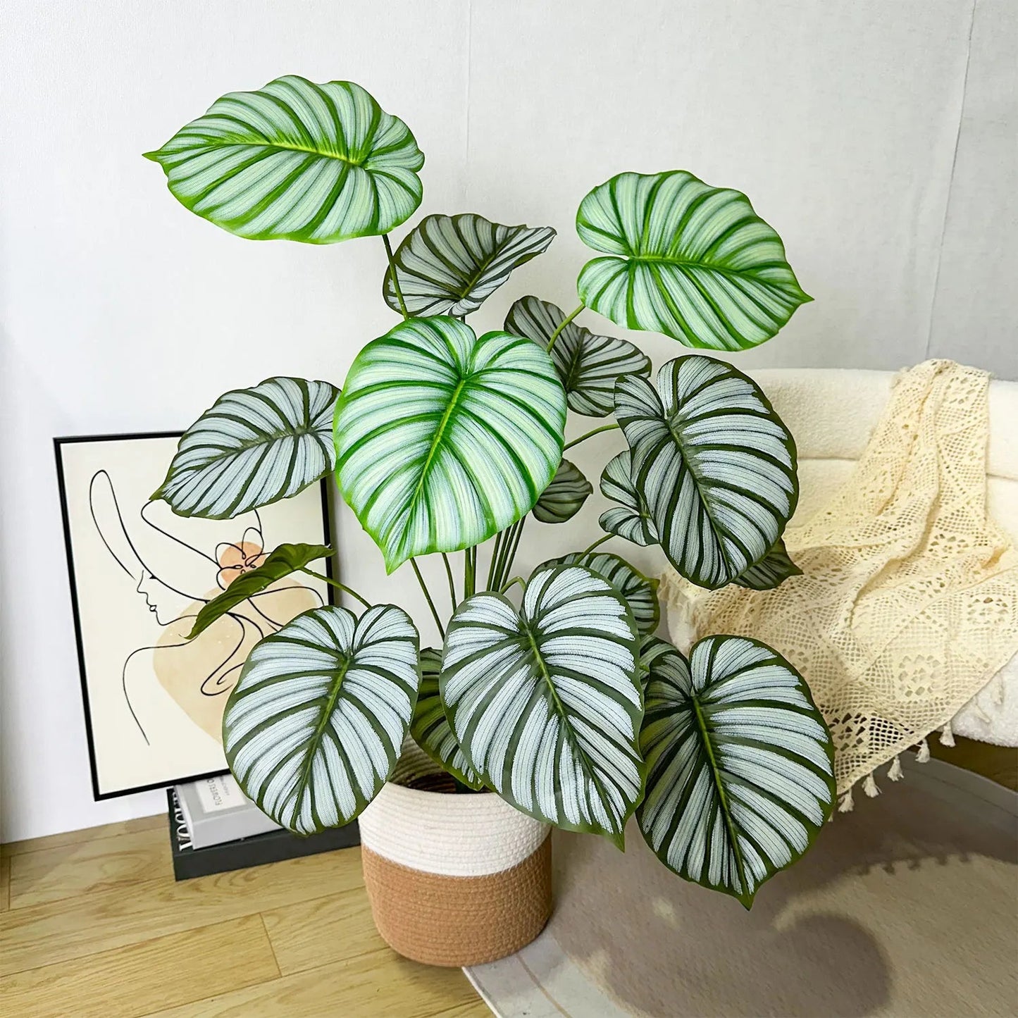 100CM Monstera Plant Plastic Leaf Fake Plant Potted Ornamental Indoor Artificial Plant With Black Pot For Home Decor Office Home Fusion