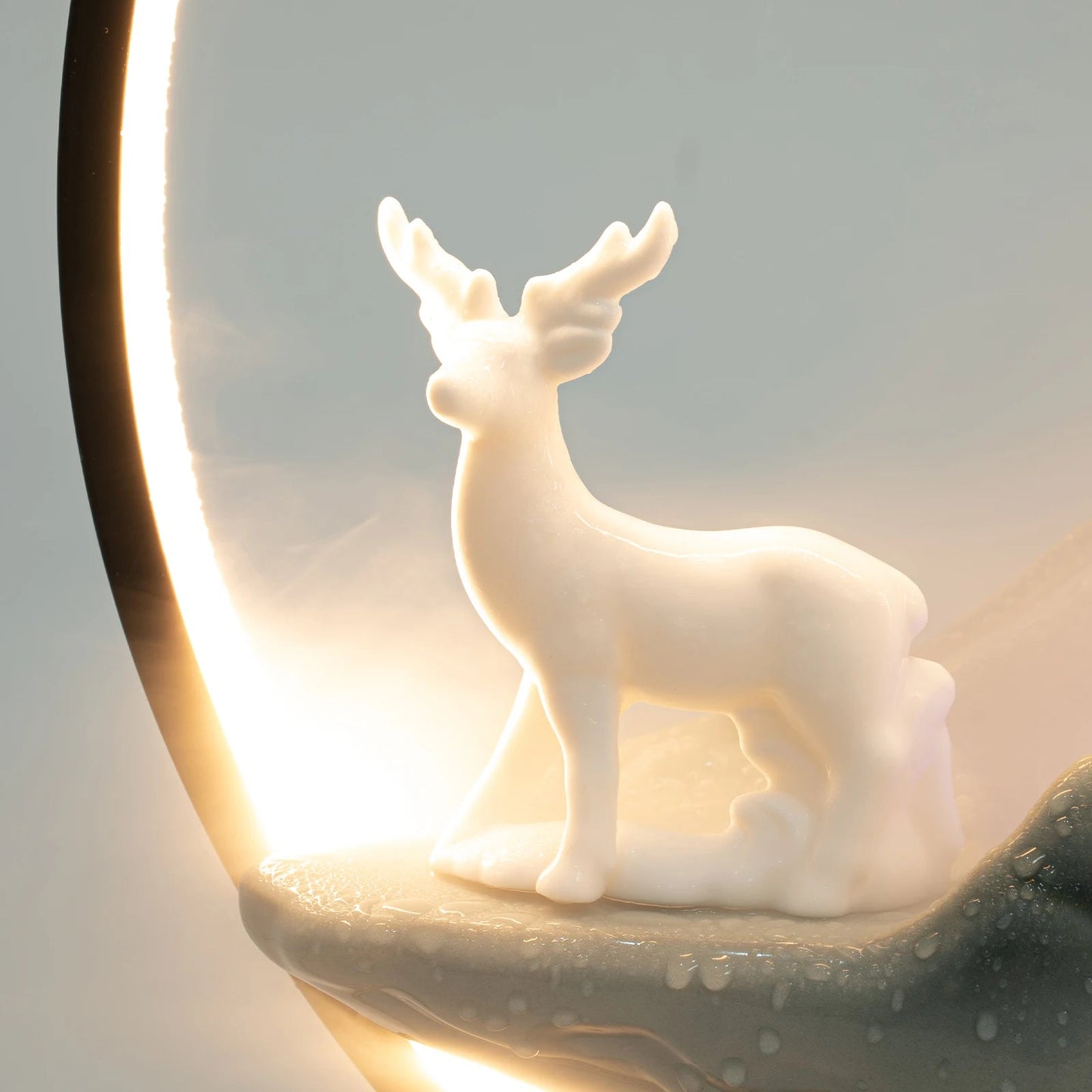 Tabletop Fountain with LED Lights Indoor Rockery Waterfall for Mist Effect Home Office Decor Home Fusion