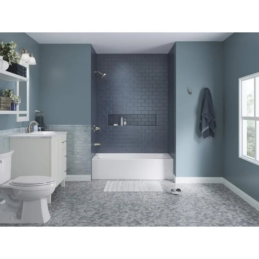 Bathtub, 60-inch X 30-inch, Niche Tub with Integral Stopper, Integral Flange and Left Side Drain, Freestanding Tub Home Fusion