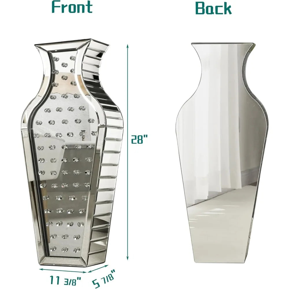 Silver Crystal Decorative Tall Vases for Floor Decor, Luxury Centerpiece for Home, Living Home Fusion