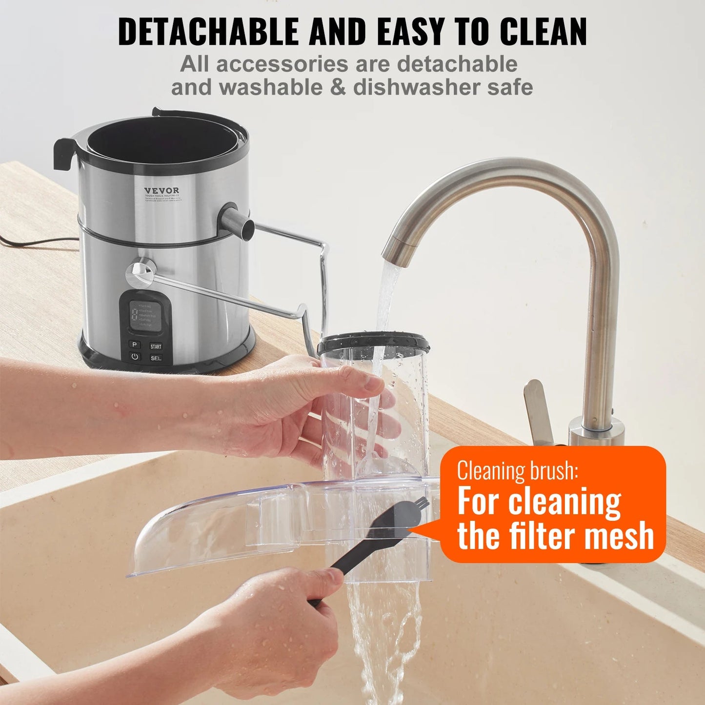 VEVOR Juicer Machine 850W Motor Centrifugal Juice Extractor Easy Clean Centrifugal Big Mouth Large for Fruits and Vegetables Home Fusion