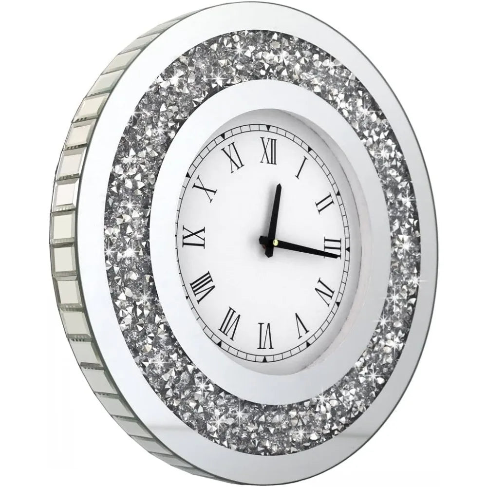 Wall Decororation Crystal Sparkling Diamond Mirror Large Wall Clock for Wall Decoration Living Room Decoration Home Decor Clocks Home Fusion
