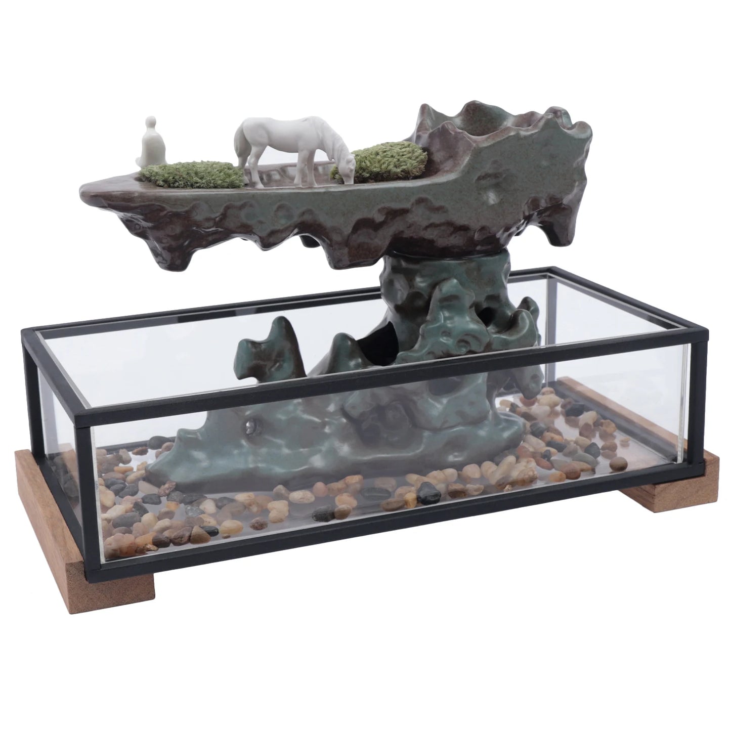 Desktop Rockery Waterfall Feng Shui Fountain with Stones.