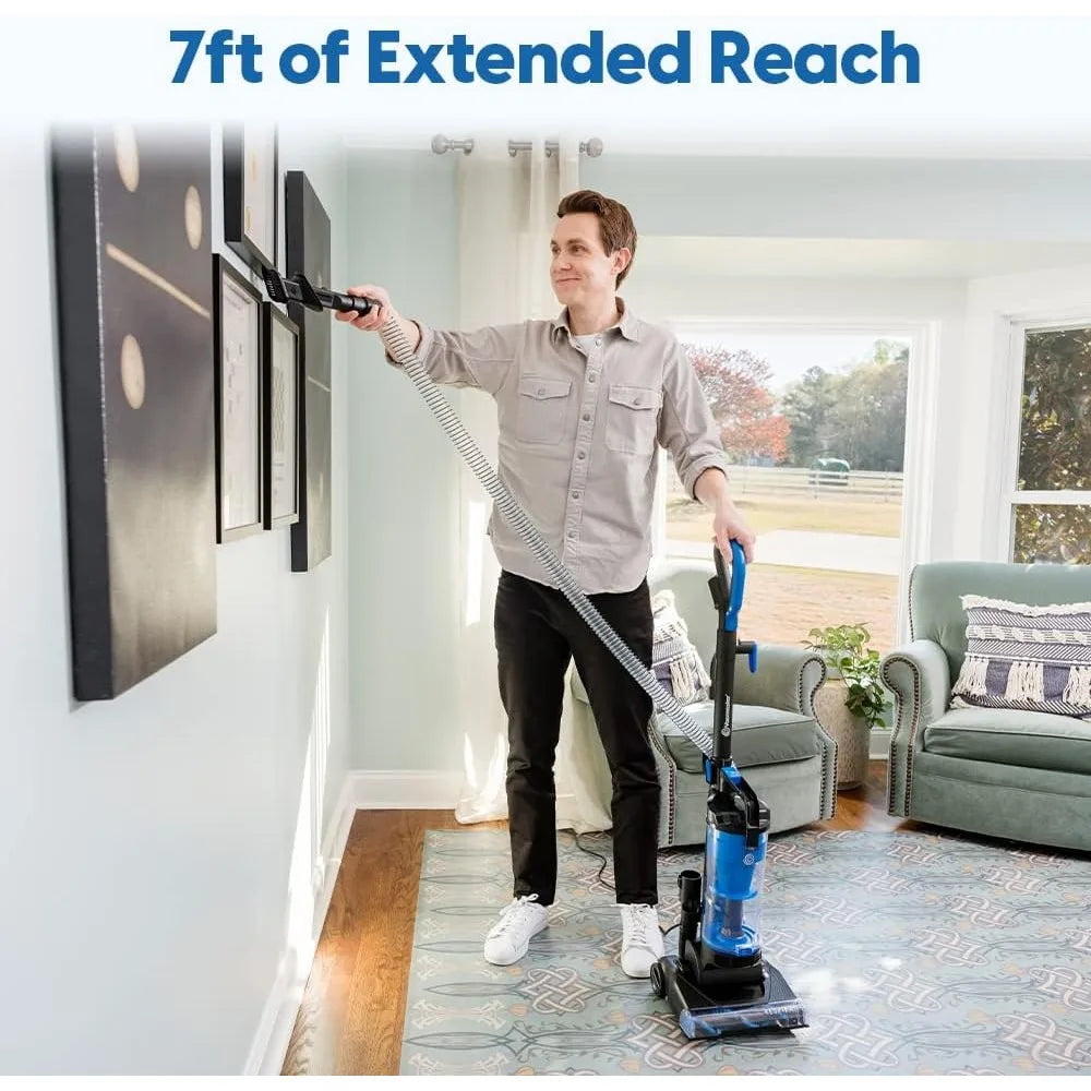 Bagless UprightVacuum Cleaner with Large Dust Cup Capacity, Efficient Cyclone Filtration System & 17ft Cord for Carpet Home Fusion