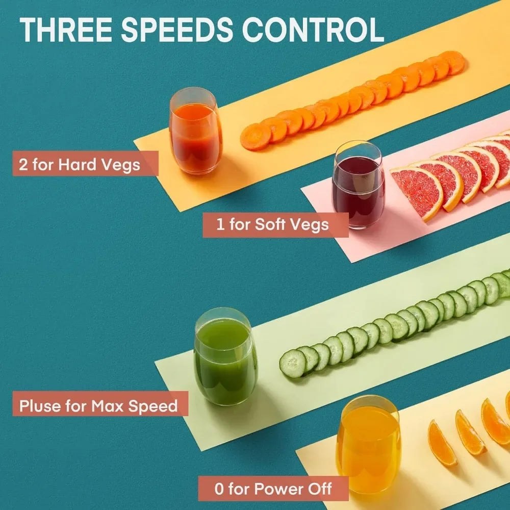 3" Wide Mouth Juicer Extractor Max Power 800W, for Vegetable and Fruit with 3-Speed Setting, 400W Motor, BPA Free Home Fusion