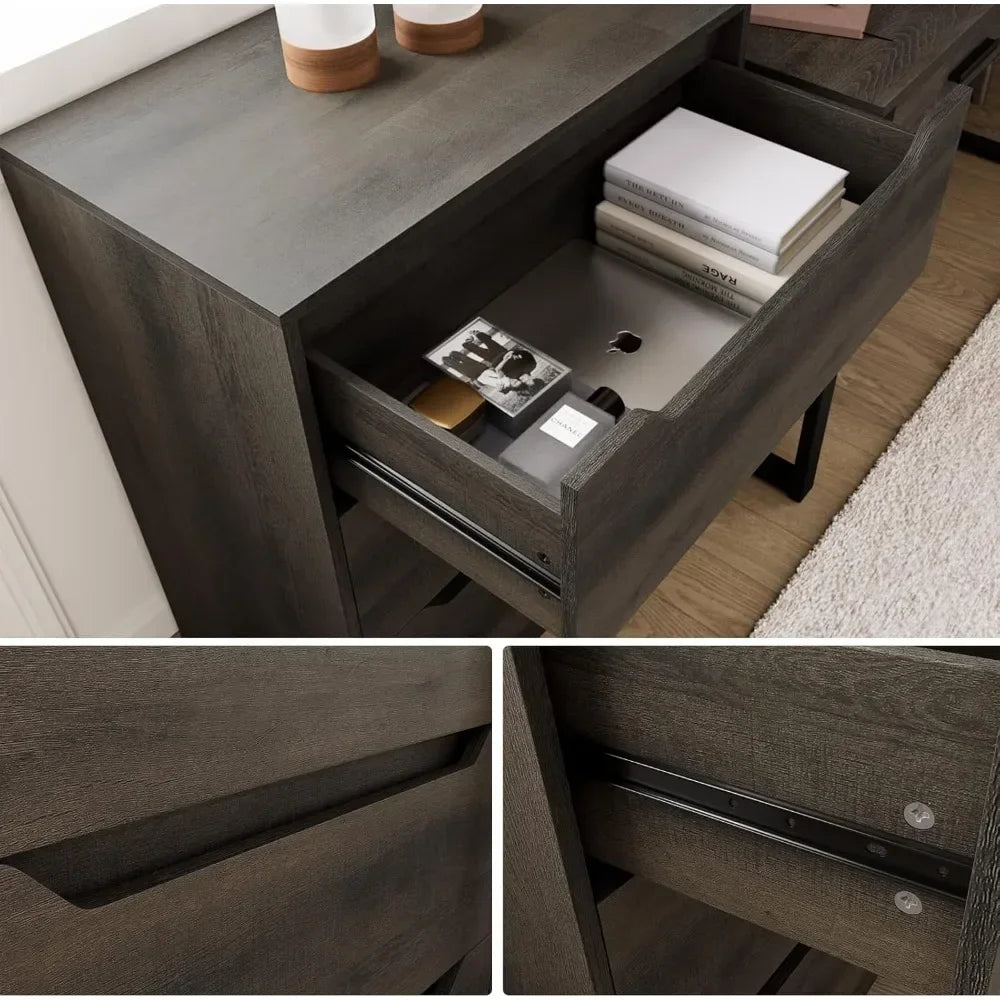 Modern 3 Drawer Dresser, Wood Chest of Drawers with Storage,Tall Nightstand with Cut-Out Handles, Side End Table, Accent Storage Home Fusion