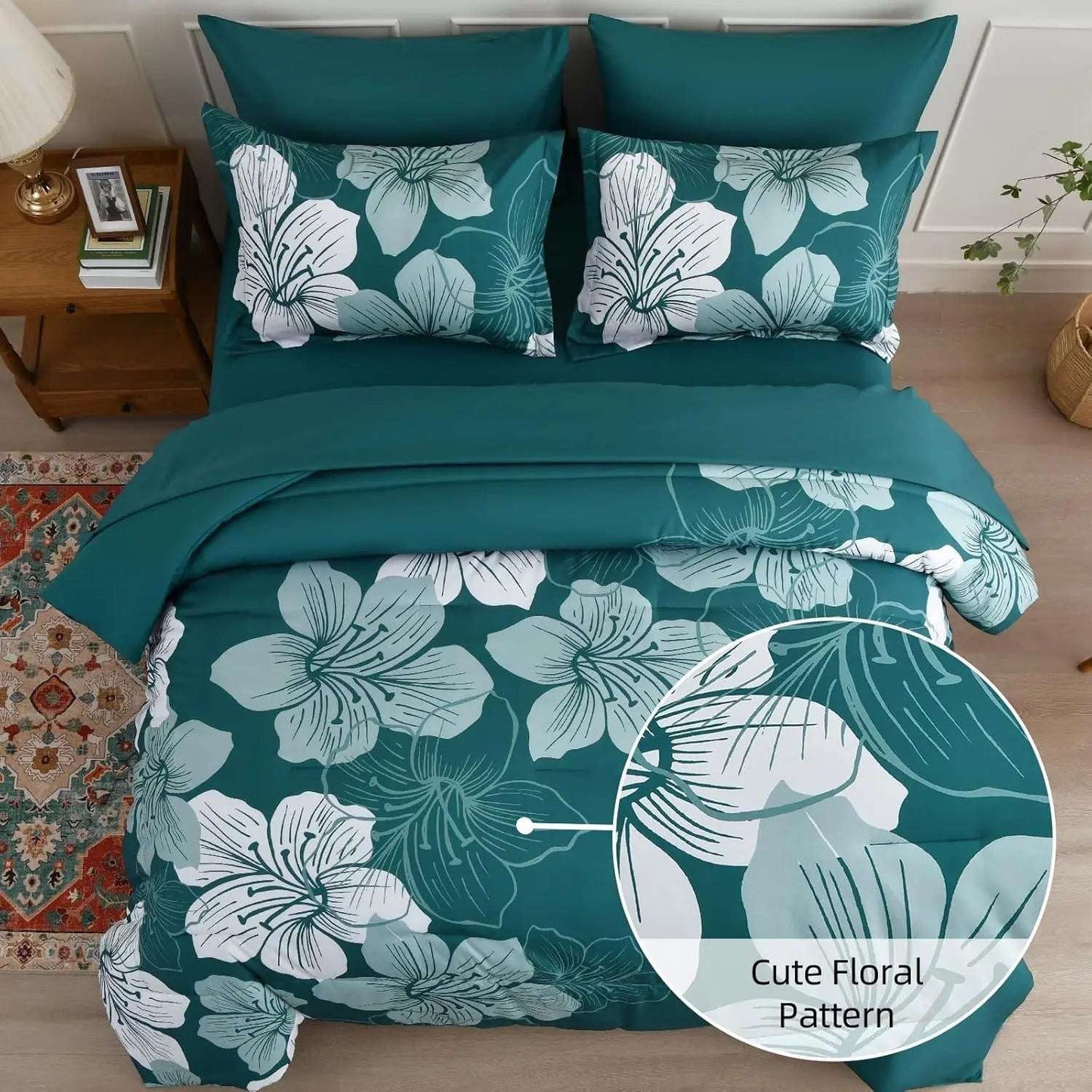 Luxudecor Floral Comforter Set Queen Size Home Fusion