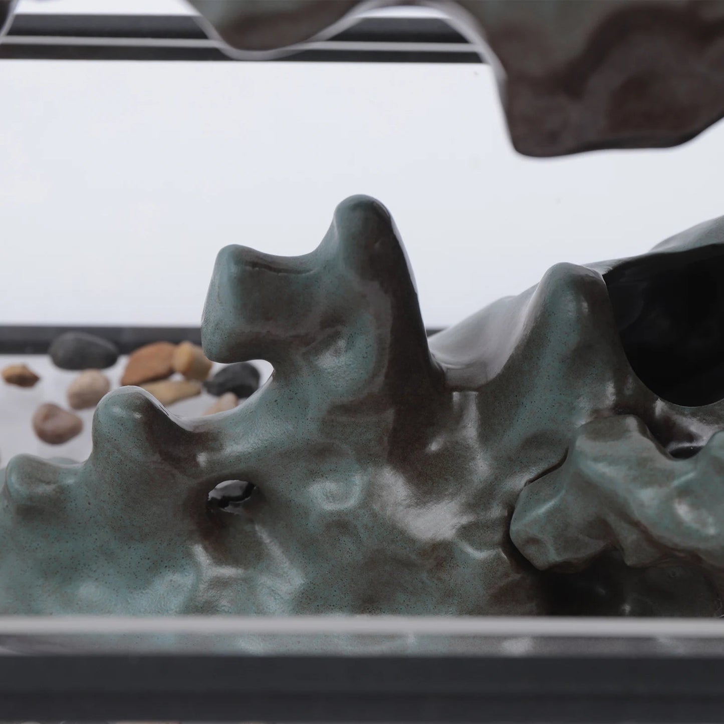 Desktop Rockery Waterfall Feng Shui Fountain with Stones. Home Fusion