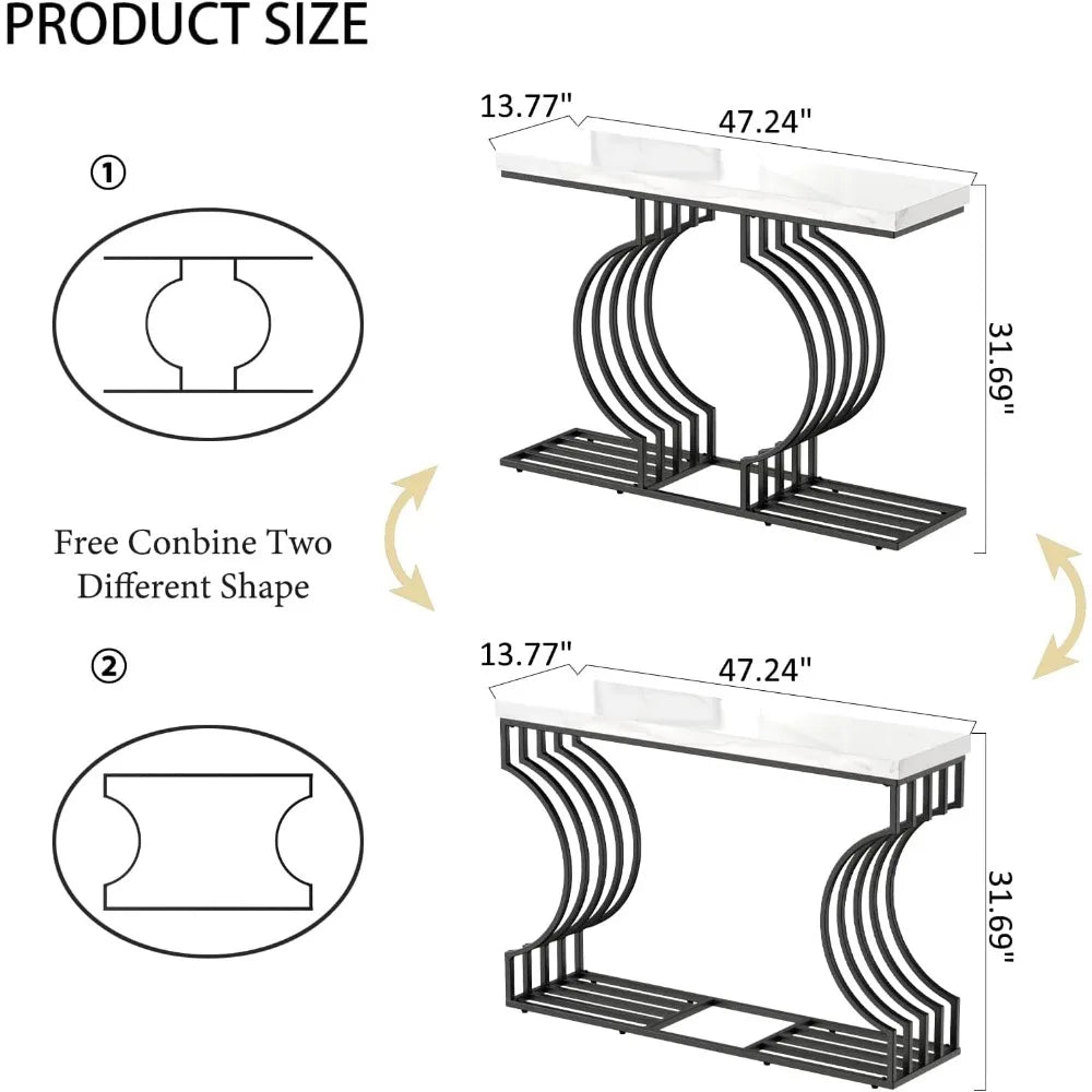 Modern Entryway Table, Console Table, 47.24" Faux Marble Narrow Sofa Table Free Combine Two Different Shape for Hallway Entrance Home Fusion Modern Entryway Table, Console Table, 47.24" Faux Marble Narrow Sofa Table Free Combine Two Different Shape for Hallway Entrance 076823-f9.myshopify.com
