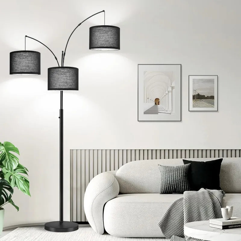 3 Lights Arc Floor Lamps for Living Room. Home Fusion