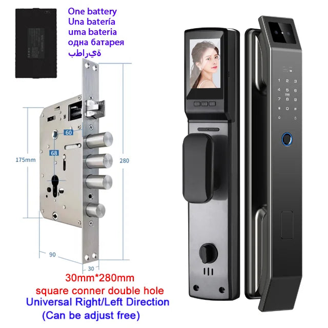 3D Face Recognition Unlock Digital Door Lock With Camera FIngerprint Password Unlock Keyless Electronic Door Lock Home Fusion
