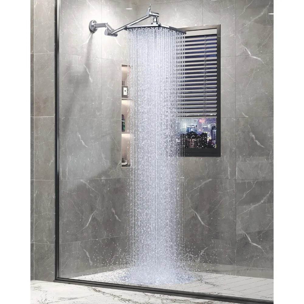 Rain Shower Head, 12 Inch Large Rainfall Showerhead, Adjustable High Pressure Waterfall Rainfall Showerheads
