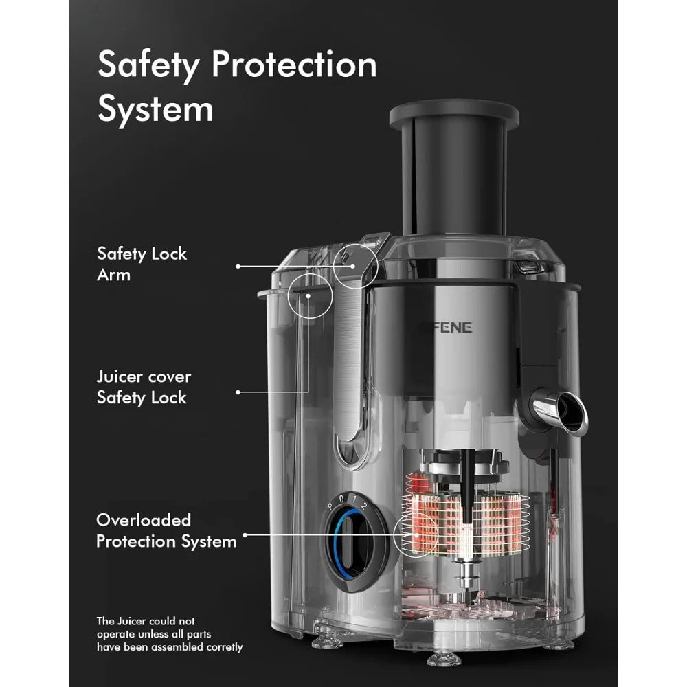 High-Power Hervigour Juicer Machine, Large 3.2" Feed Chute, Quick Juice Extractor for Whole Fruits & Veggies, 3-Speed Settings, Home Fusion