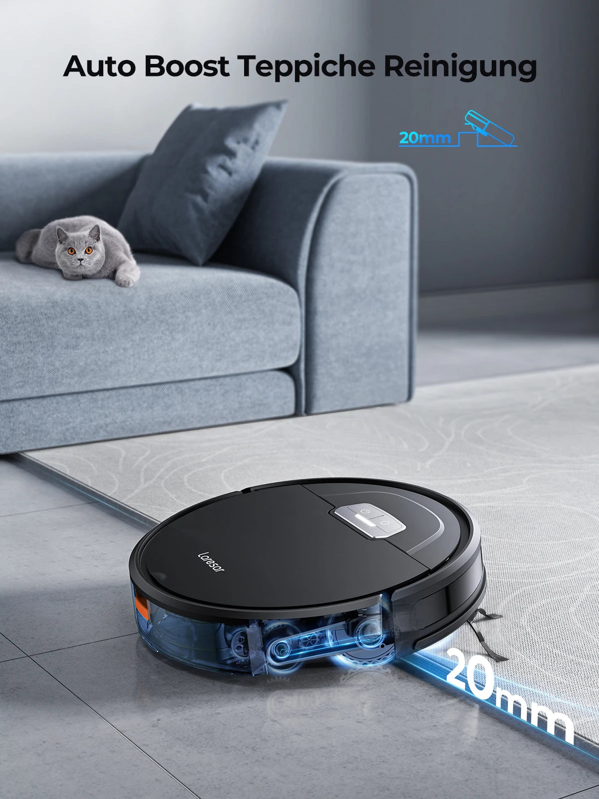 Laresar Robot Vacuum Cleaner Mop 6000Pa Wireless Smart APP Control Planned for Home Floor Washing Carpet Pet Hair Cleaning Home Fusion