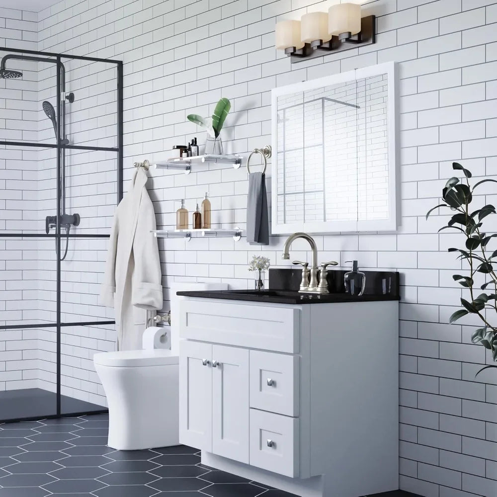 Mirror Cabinet, Durable White Assembly Frame, Bathroom Wall Cabinet with Mirrored Doors, 36" – 4.75" x 36" x 30", White Home Fusion